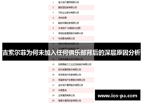 吉索尔菲为何未加入任何俱乐部背后的深层原因分析 吉索尔菲为何未加入任何俱乐部背后的深层原因分析