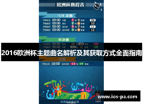 2016欧洲杯主题曲名解析及其获取方式全面指南 2016欧洲杯主题曲名解析及其获取方式全面指南