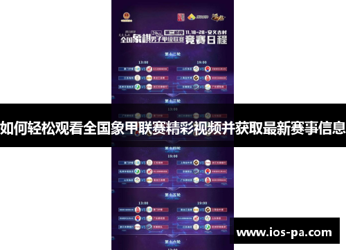 如何轻松观看全国象甲联赛精彩视频并获取最新赛事信息