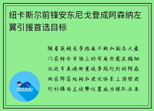 纽卡斯尔前锋安东尼戈登成阿森纳左翼引援首选目标 纽卡斯尔前锋安东尼戈登成阿森纳左翼引援首选目标